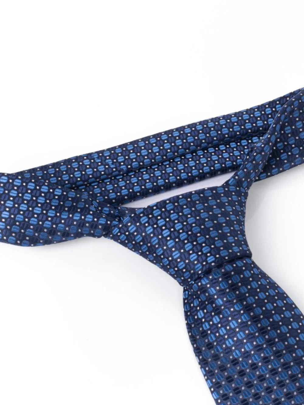 Neck Tie - Men's- Navy Blue W/ Light Blue Geometric Design - NWT